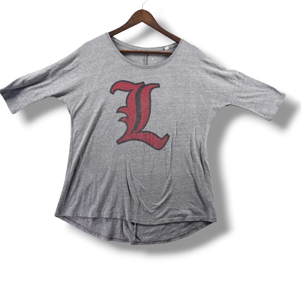 League Collegiate Outfitters Louisville Cardinals Gray 3/4 Sleeve Top Large